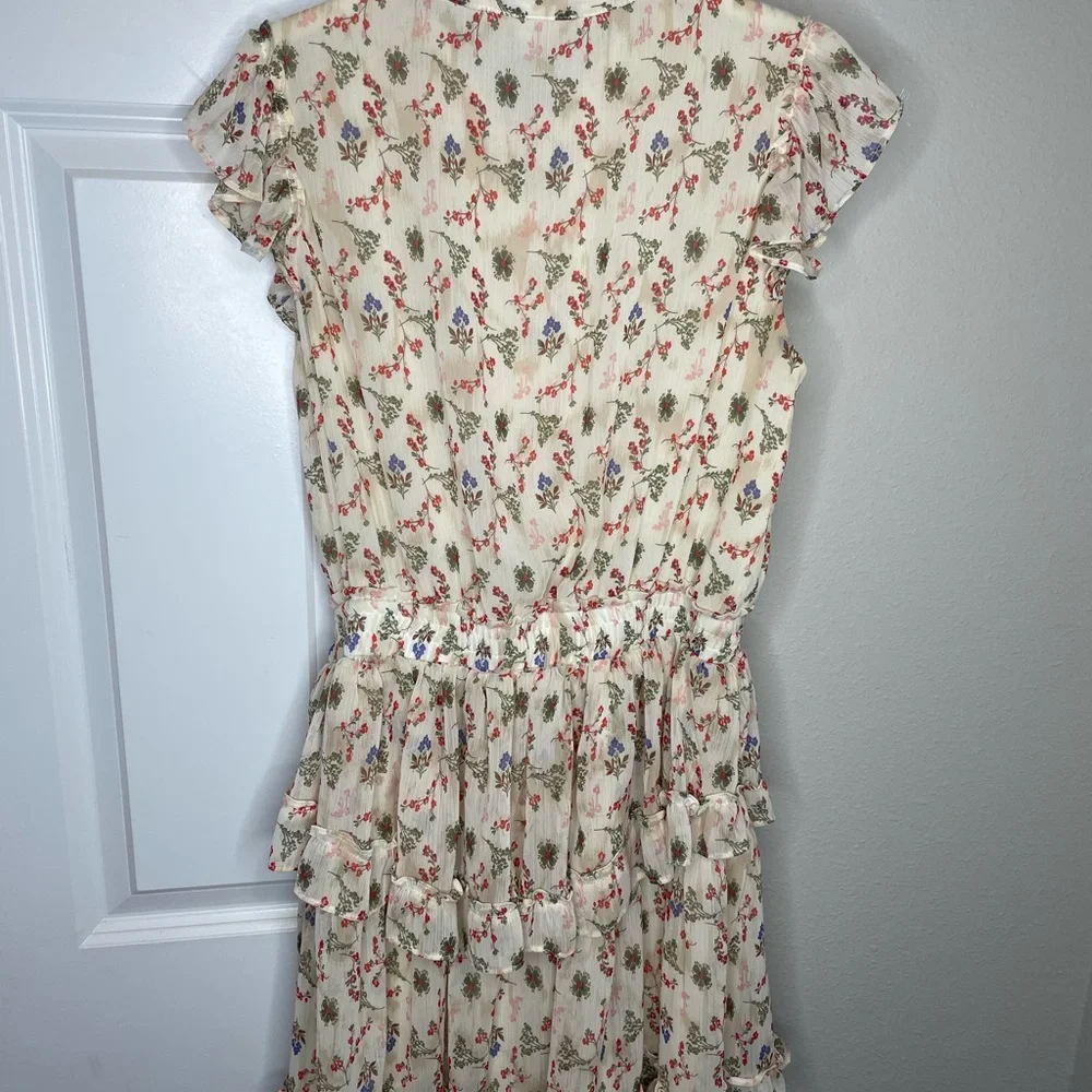 Olivaceous Floral Ruffle Tiered Mini Dress Cottagecore Boho Size M